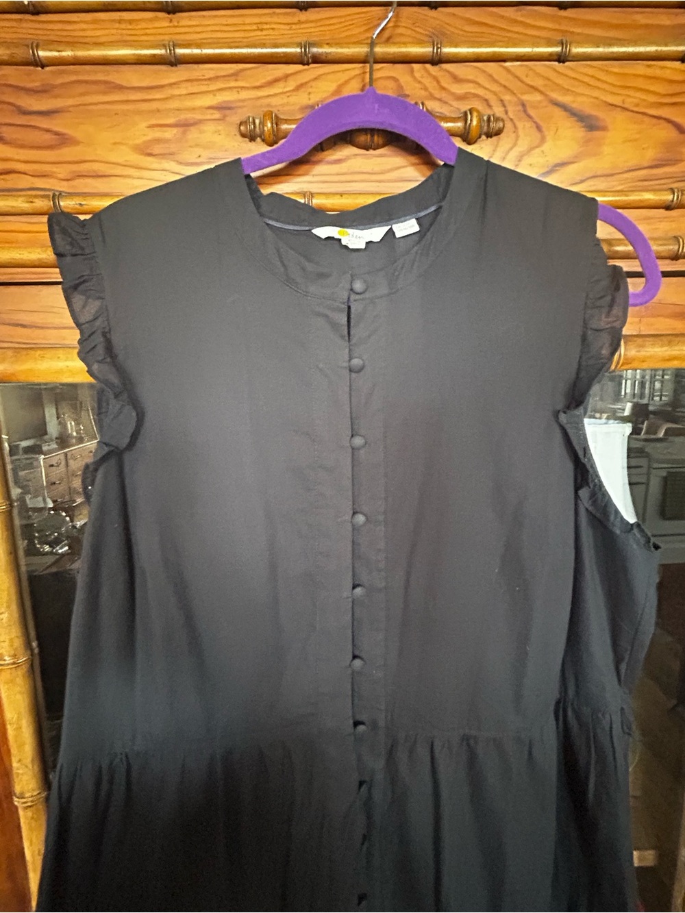 Boden Sleeveless Button-Front Black Maxi Dress - Picture 2 of 4